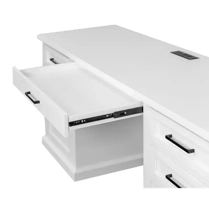 Modern Wood Credenza Desk with Hutch Fully Assembled White - Abby Collection - Martin Furniture