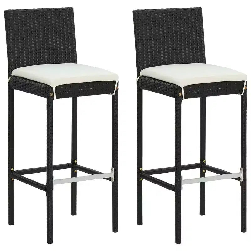 vidaXL Bar Stool Seat with Cushions Island Stool for Pub Kitchen Poly Rattan