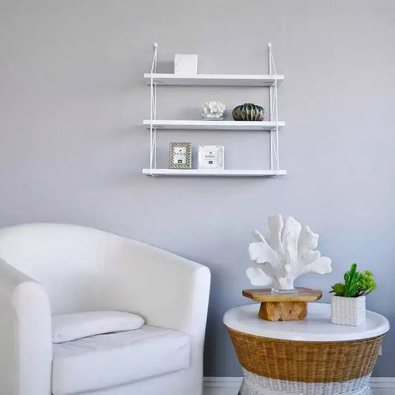 3 - Tier Display Wall Shelf Storage Rack Holder White Modern Home Office Organizer