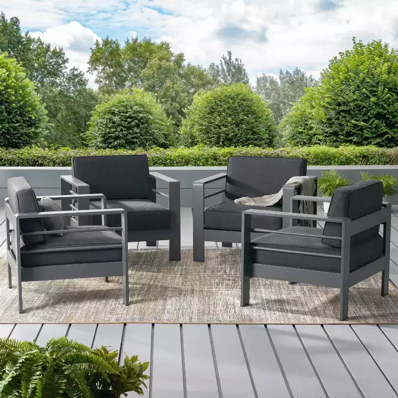 Christopher Knight Home Miller Outdoor Aluminum Club Chairs with Cushions (Set of 4)