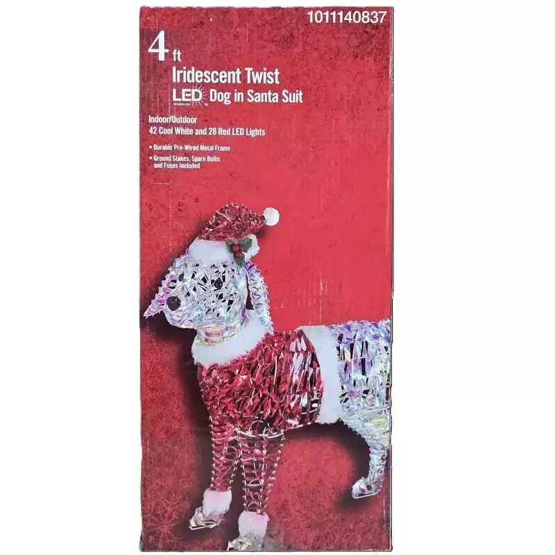 Home Accents Holiday 4ft Iridescent Twist LED Dog in Santa Suit