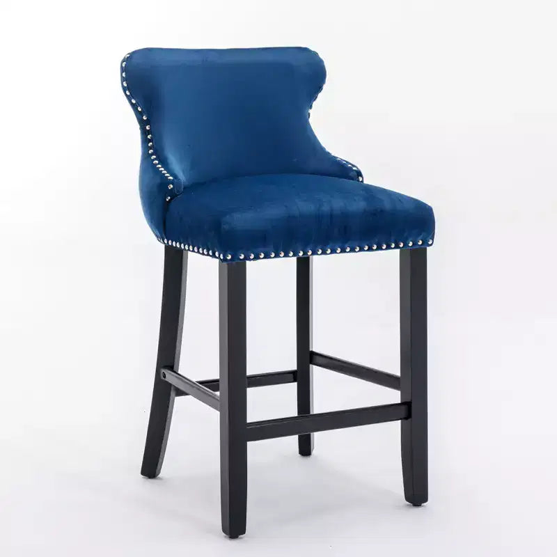 Modern Velvet Wing-Back Counter Stools Set of 2 - Upholstered Bar Chairs for Kitchen, Cafe