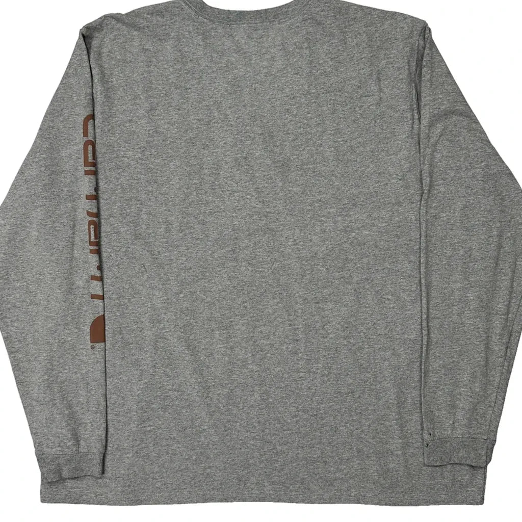 Loose Fit Long Sleeve T-Shirt - 2XL Grey Cotton