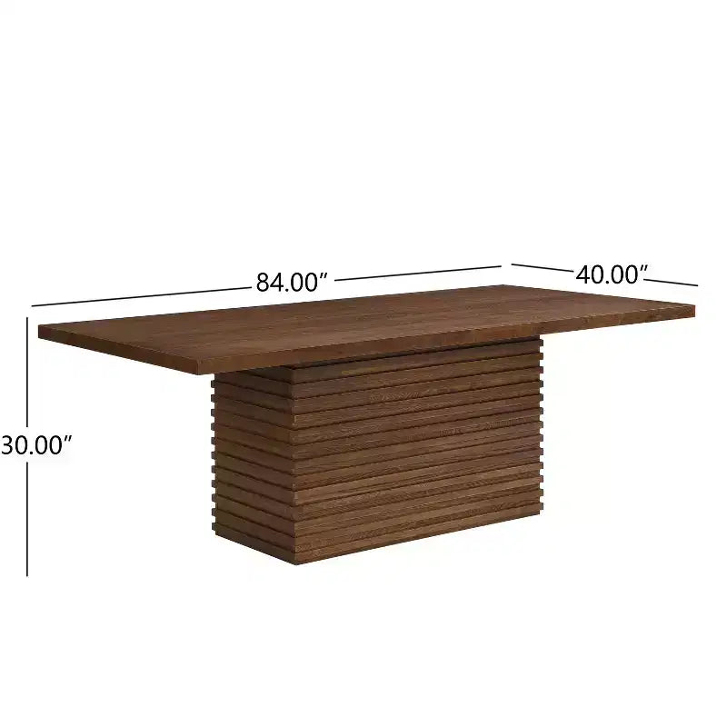 84 Wood Rectangular Dining Table for 6, Pedestal Base
