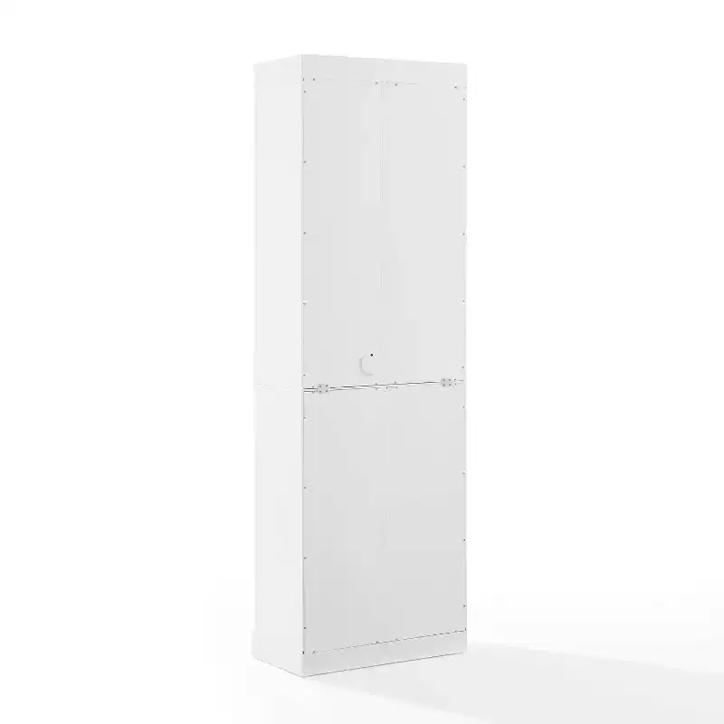 Crosley 78 Stanton 2pc Bar Cabinet Set White: Traditional Farmhouse Style with Adjustable Shelves, Stemware Racks