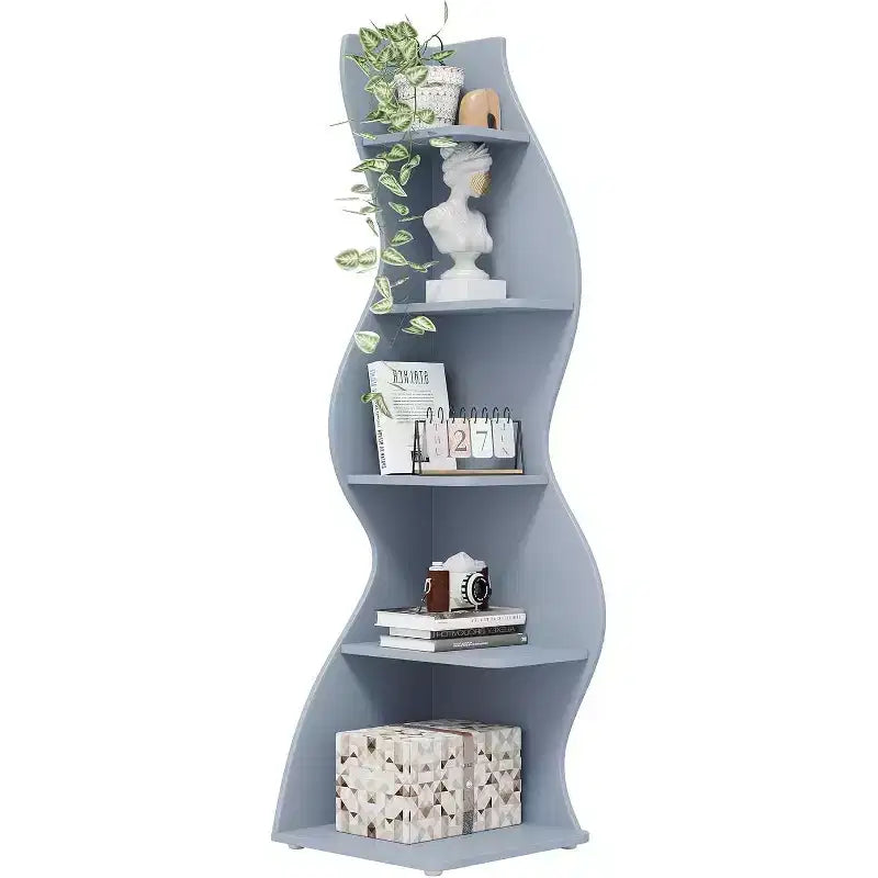 Lantine 5-Tier Sea Grass-inspired Corner Shelves