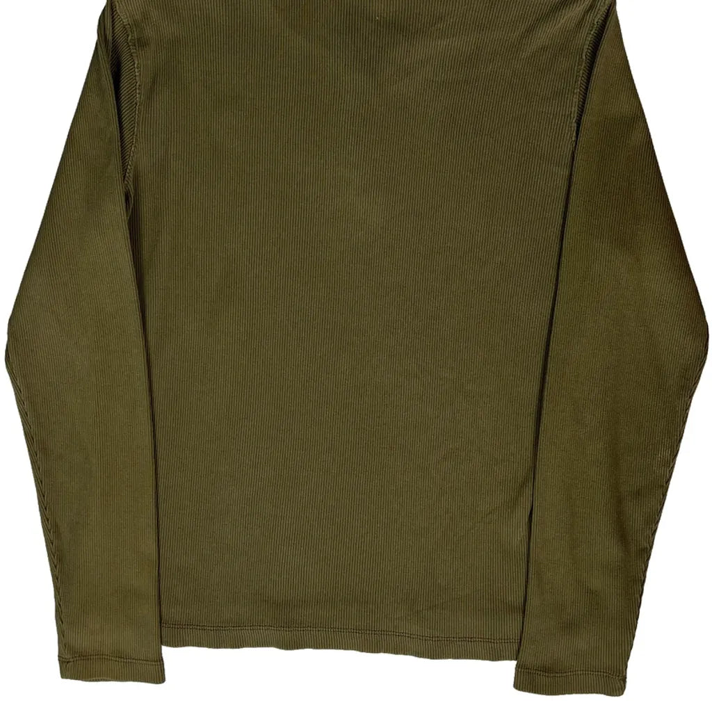Women's Long Sleeve Henley T-Shirt XL Olive Green Cotton Casual Top