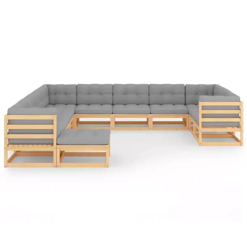 vidaXL Garden Lounge Set Natural Solid Pinewood Large Modular