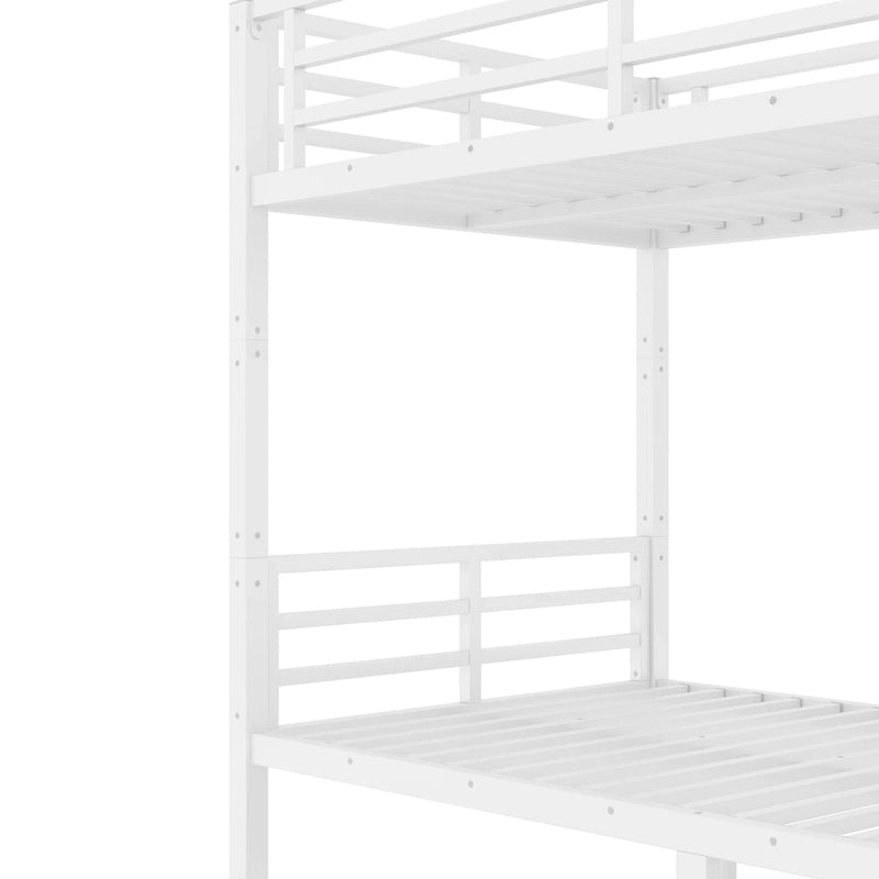 Metal Twin XL over Twin XL Bunk Bed for Teens and Adults �C Space-Saving, Noise Reduced, No Box Spring Needed, White