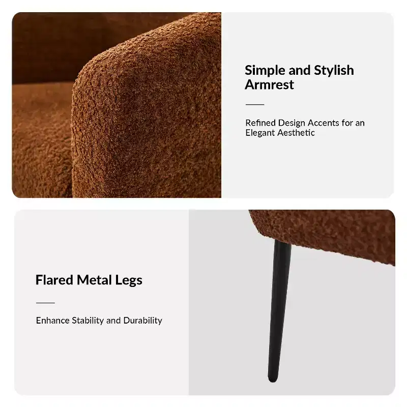 Guy Modern Boucle Armchair Set of 2 with metal leg ART OF LIVING DESIGNS