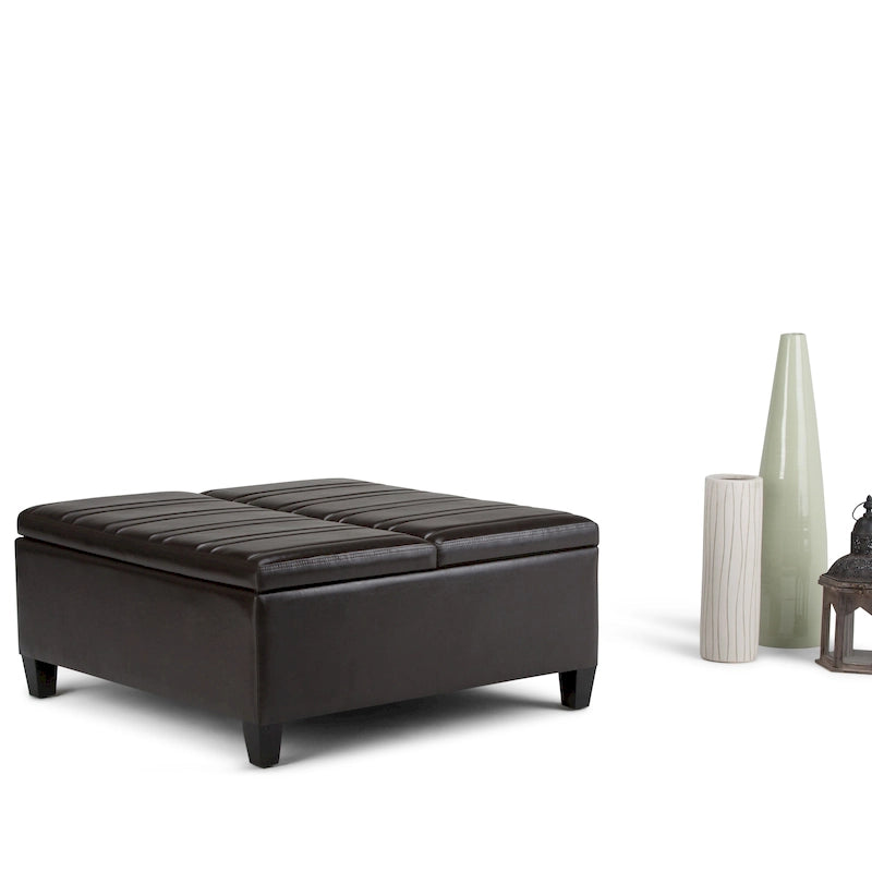 36 Inch Wide Square Storage Ottoman Coffee Table