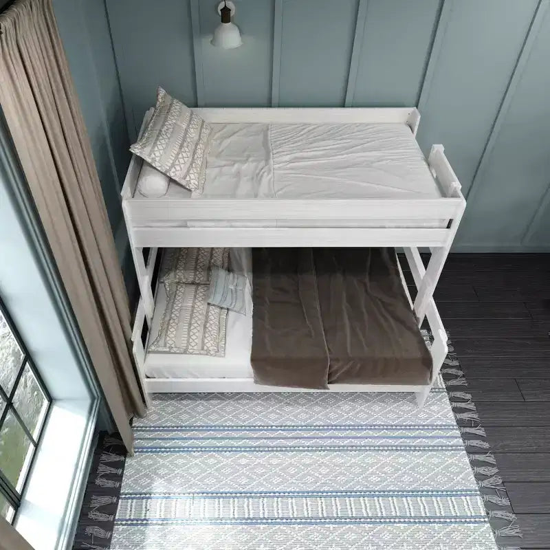 Twin over Full Bunk Bed, Modern Farmhouse Solid Wood for Kids