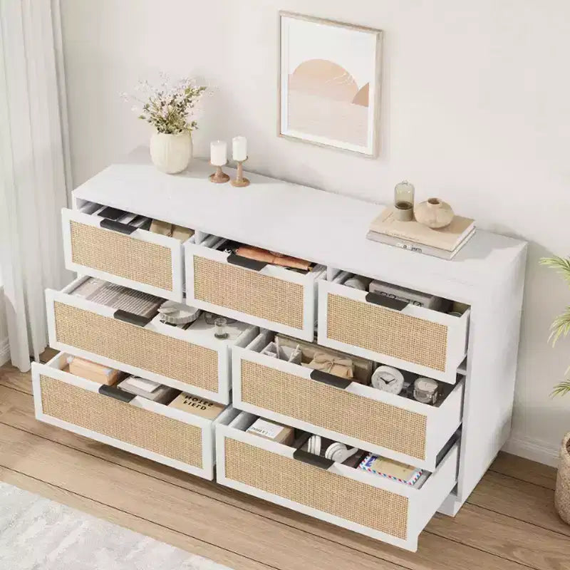 Rattan 7-Drawer Dresser - 55