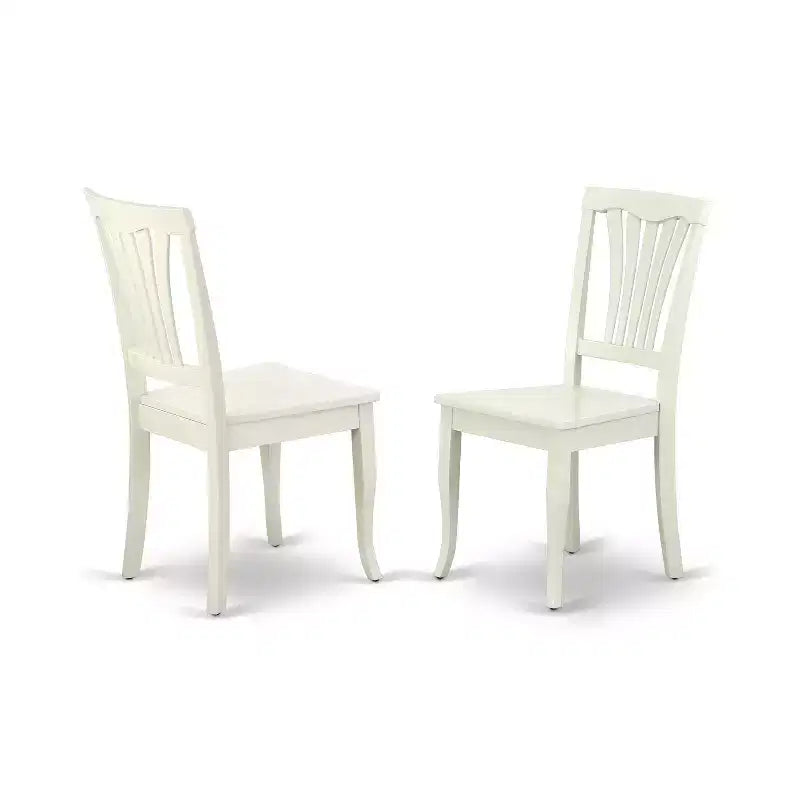 Round Dining Table Set - 42 Inch Table with 2 Modern Chairs - Linen White Finish