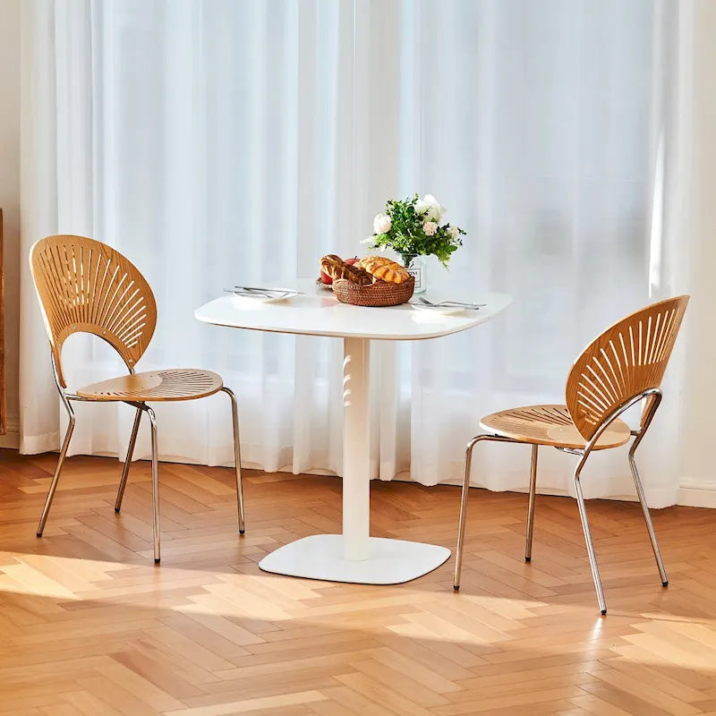 32 in. Square Tulip Dining Table, Matte White