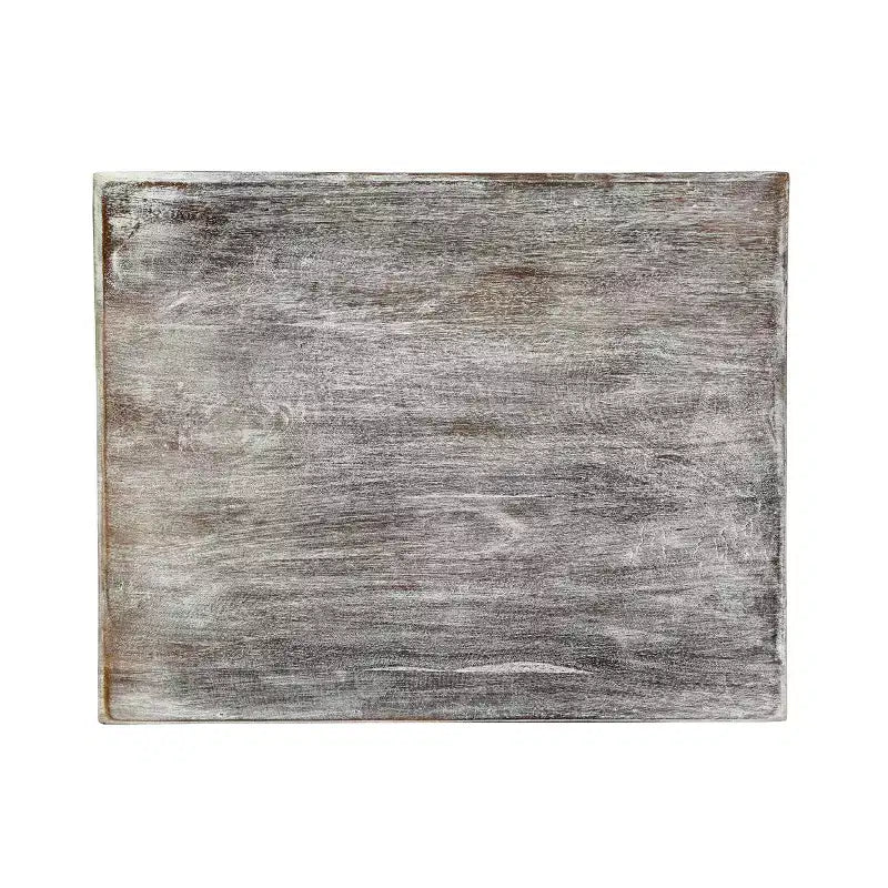 Handcrafted Boho Mango Wood Nightstand, Distressed White