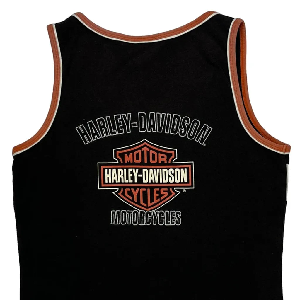 Women's Sleeveless Graphic Vest Regular Fit Black Cotton Medium