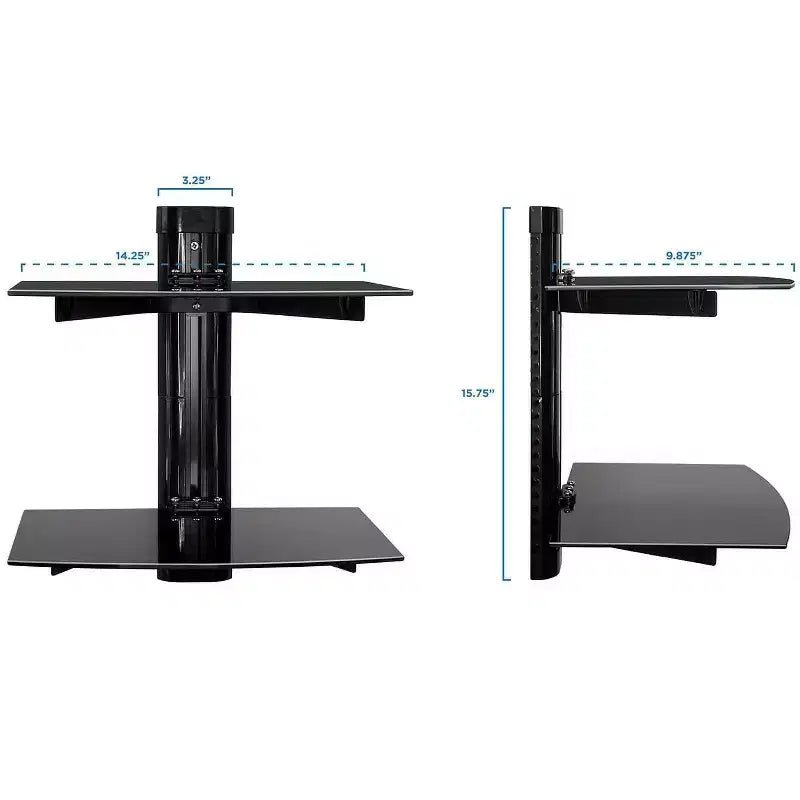 Wall Mounted AV Shelf with Tempered Glass – 2-Tier