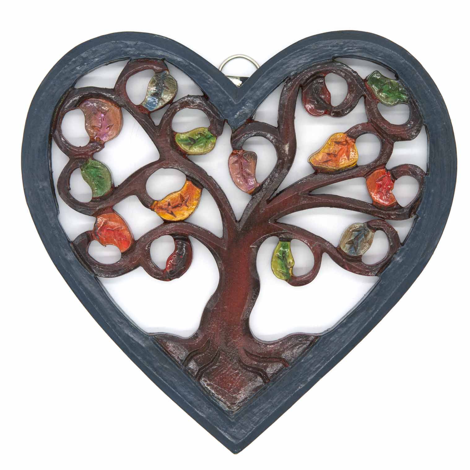 Tree of Life Heart Plaque with Autumn Leaves