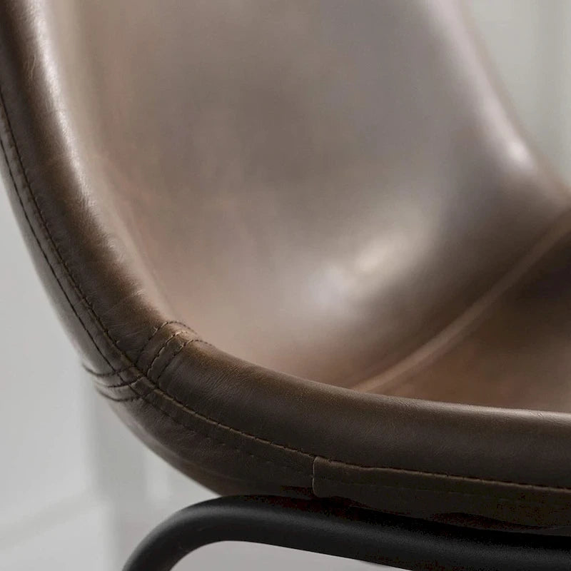 Faux Leather Counter Height Bar Stool with Iron Frame, 30 Inch