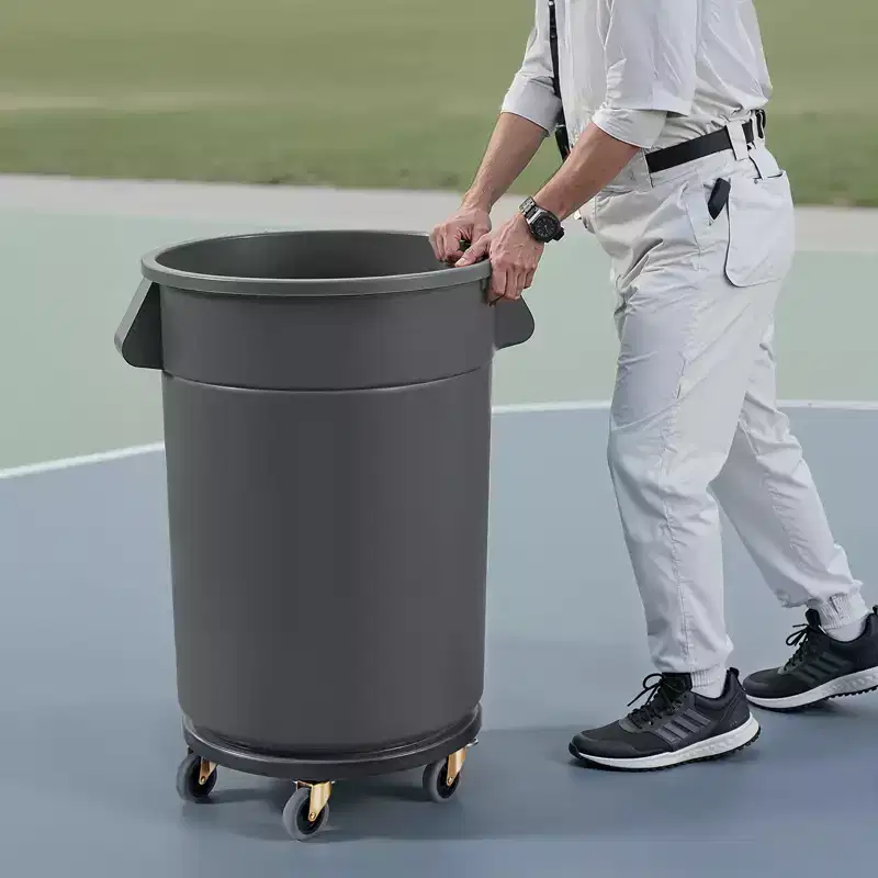 Trash Can Dolly - Fits 20, 32, 44, 55 Gallon Bins, 500 lbs Capacity, 4 Lockable Wheels, Black
