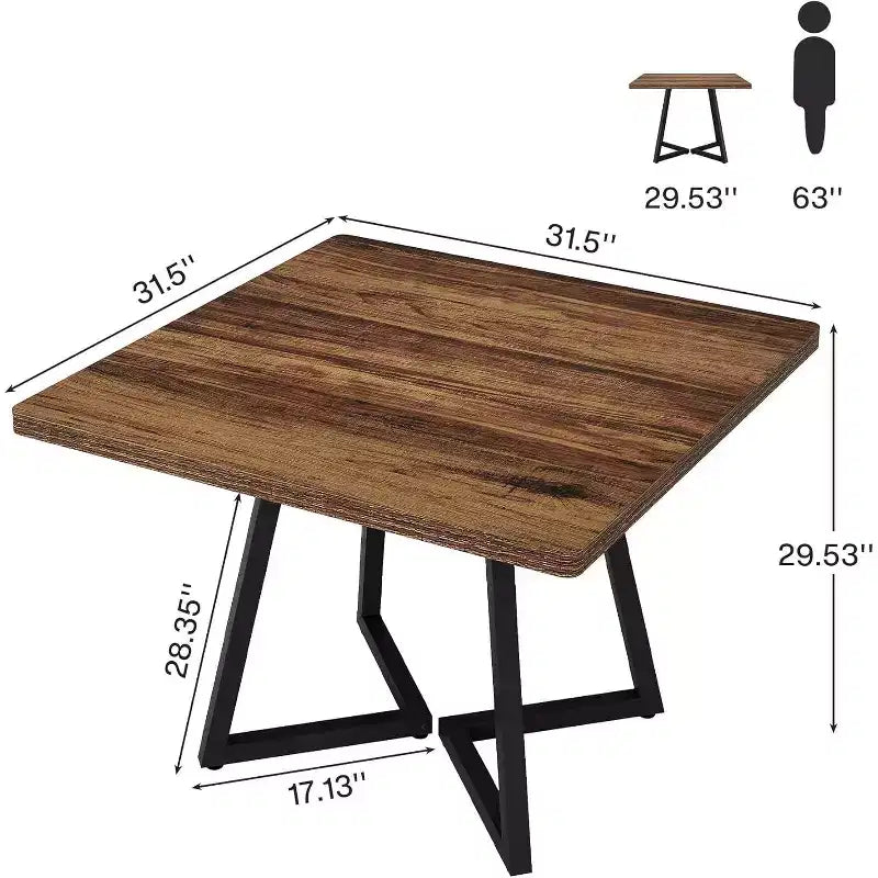 Lantine 31.5 Square Conference Table for 2-4 People, Compact Office Table for Small Spaces, Seminar Room