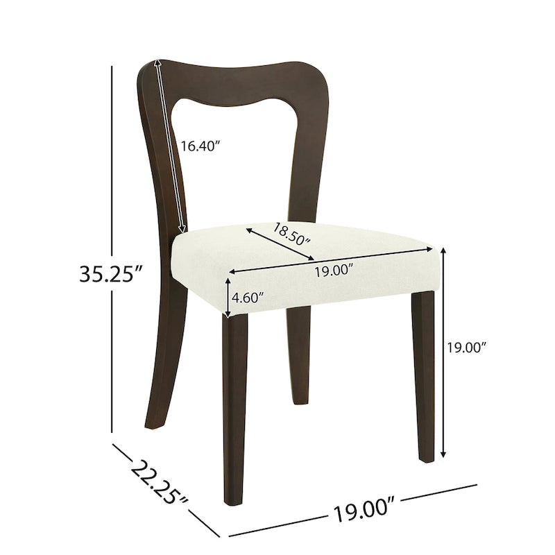Modern Upholstered Dining Chair Set of 2 with Open-Back Design