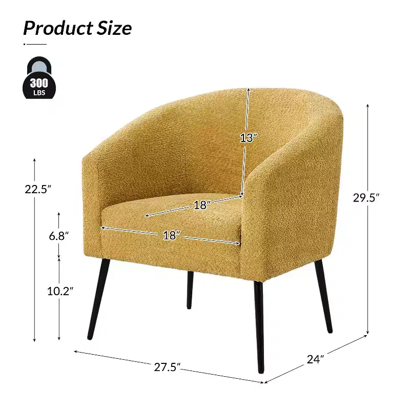 Guy Modern Boucle Armchair Set of 2 with metal leg ART OF LIVING DESIGNS
