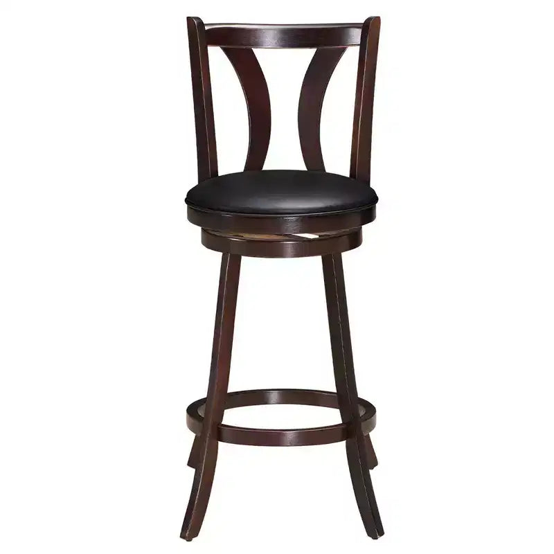 Swivel Bar Stools 29.5 with Rubber Wood Legs, PVC Leather Seat