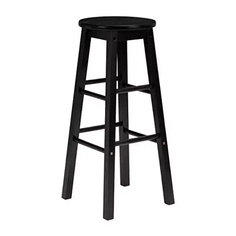PJ Wood Classic Round Seat 24 Inch Kitchen and Counter Stools, Black (10 Pack)