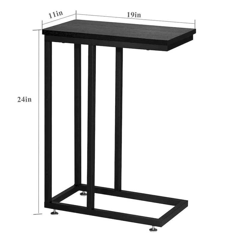 C-Shaped End Table Small Side Table Sofa Table with Metal Frame