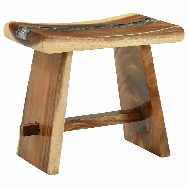 Shower Stool Natural 19.69 x 11.81 x 17.32 in Solid Suar Wood