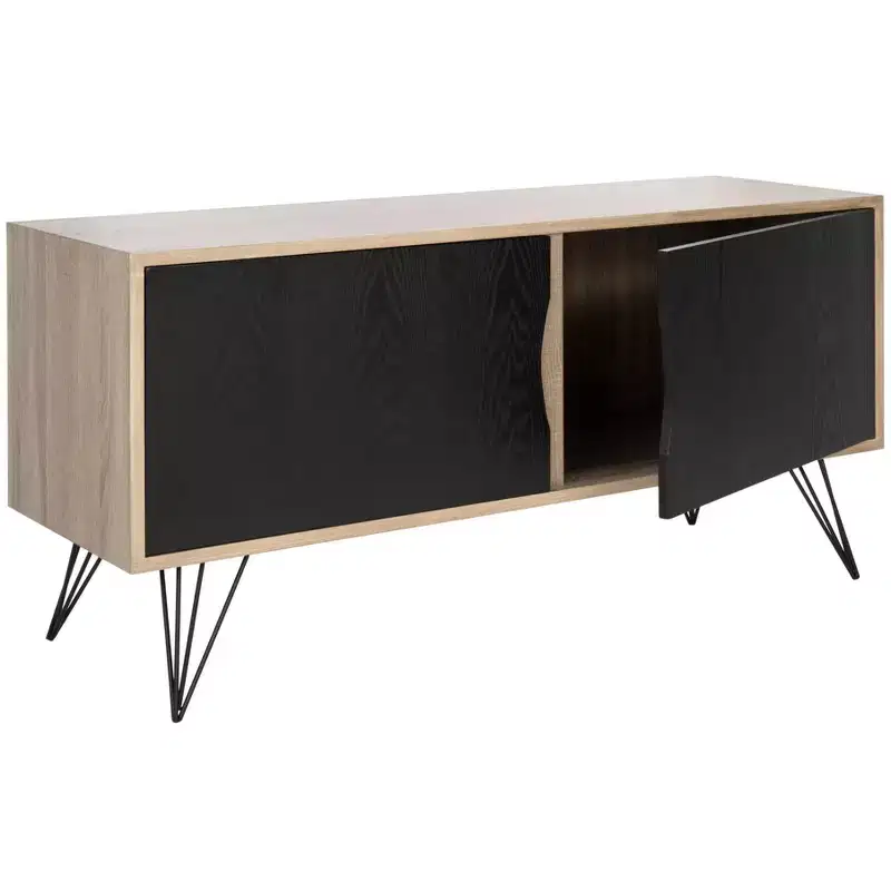 Jeralyn Sideboard - FOX4232 - Light Oak/Black - Safavieh Couture