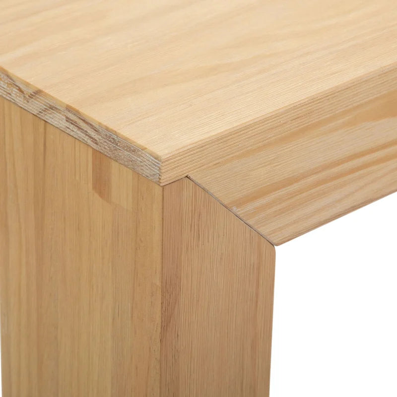 Modern Rectangular Solid Pine Wood Side Table with Wirebrush Finish