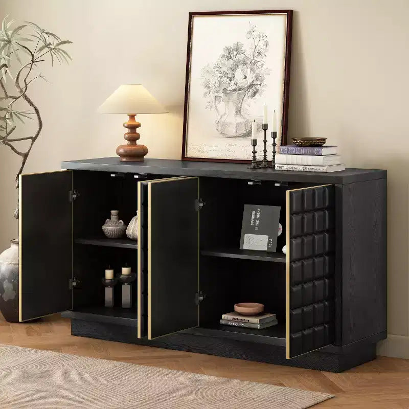 Christopher Knight Home Viviana 58.6'' Modern Storage Cabinet with 4 Doors and Adjustable Shelves
