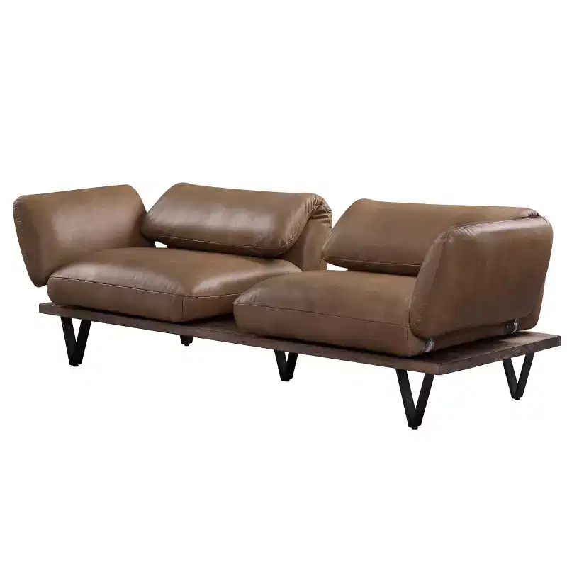 88 Narech Sofa with Swivel Nutmeg Top Grain Leather - Acme Furniture: Includes 2 Accent Pillows, Wood Frame