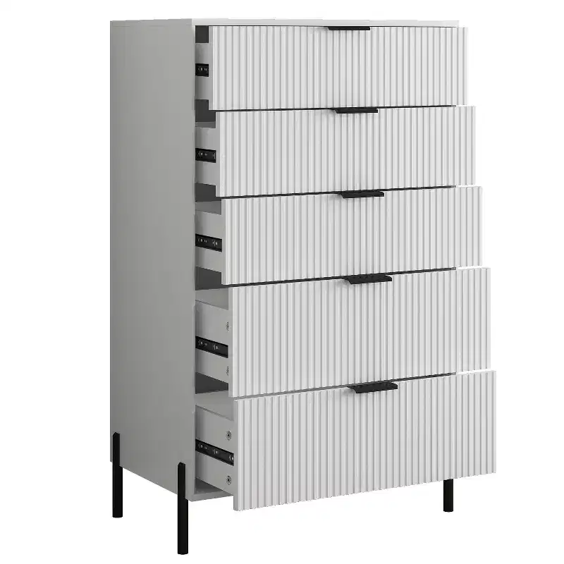 Festivo 4pc Modern Elegance Bedremm Chest and Dresser and 2 Drawer Nightstands Set Off-White