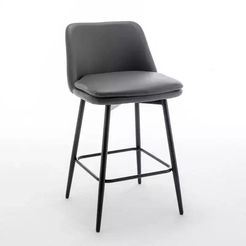 Counter Height Swivel Bar Stool, Linen & Matte Black