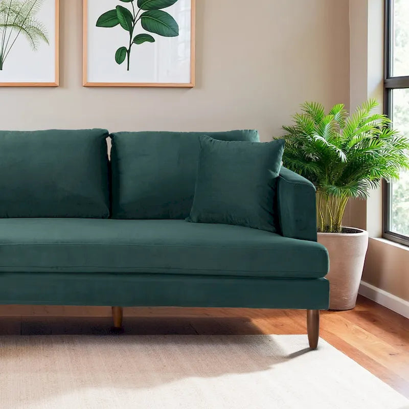 Mid-Century Modern L-Shaped Pillow Back Velvet Sectional Sofa