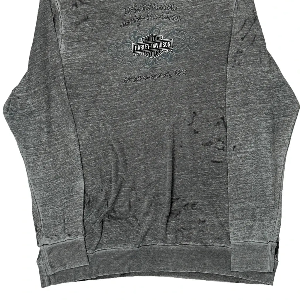 Long Sleeve V-Neck T-Shirt Women's Regular Fit Casual Grey Cotton XL