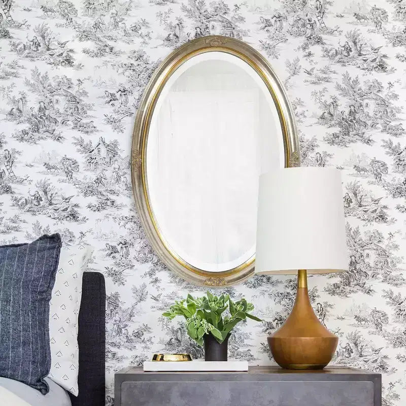 Howard Elliott Carlton Gold Wood Framed Oval Wall Mirror: Modern Style, No Assembly, Wall Mount
