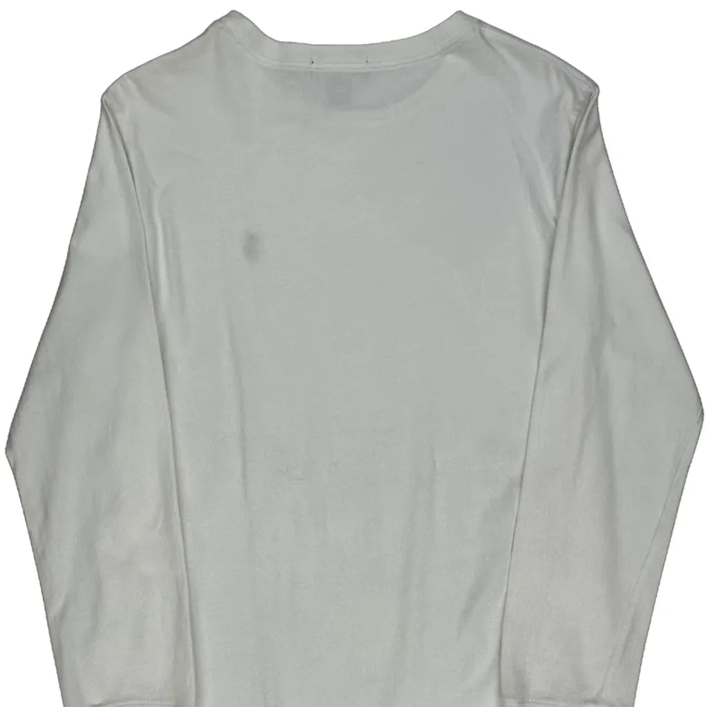 Long Sleeve T-Shirt Women's White Crew Neck Regular Fit Cotton Top