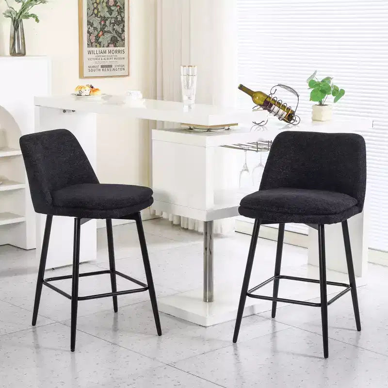 Counter Height Swivel Bar Stool, Linen & Matte Black