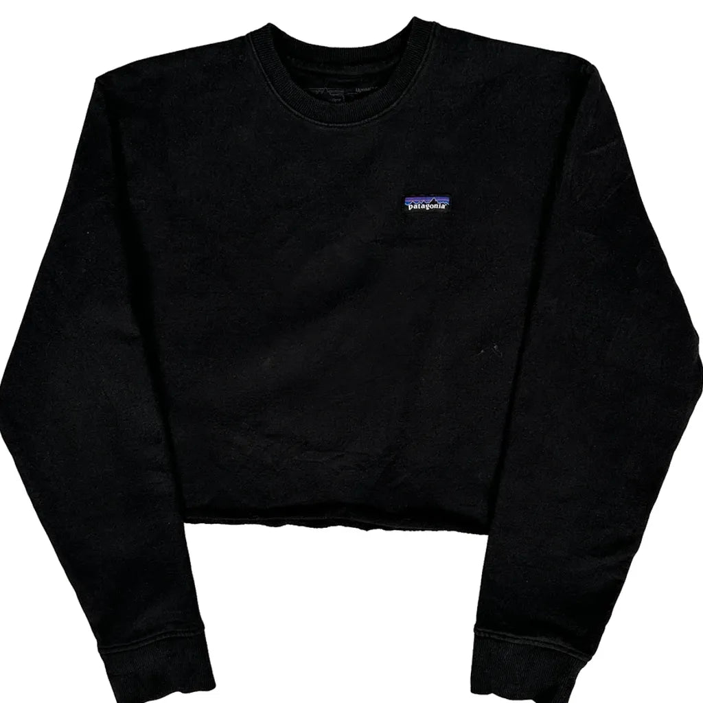 Cropped Sweatshirt - Large Black Polyester Blend