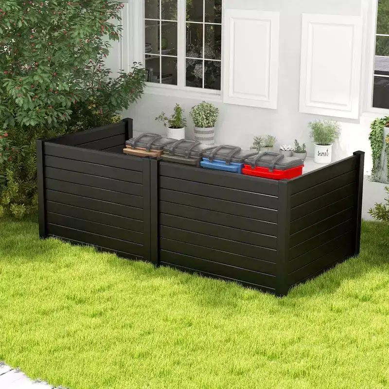 Costway 48L x 37.5H Air Conditioner Fence with 3 Ground Stakes Black/White