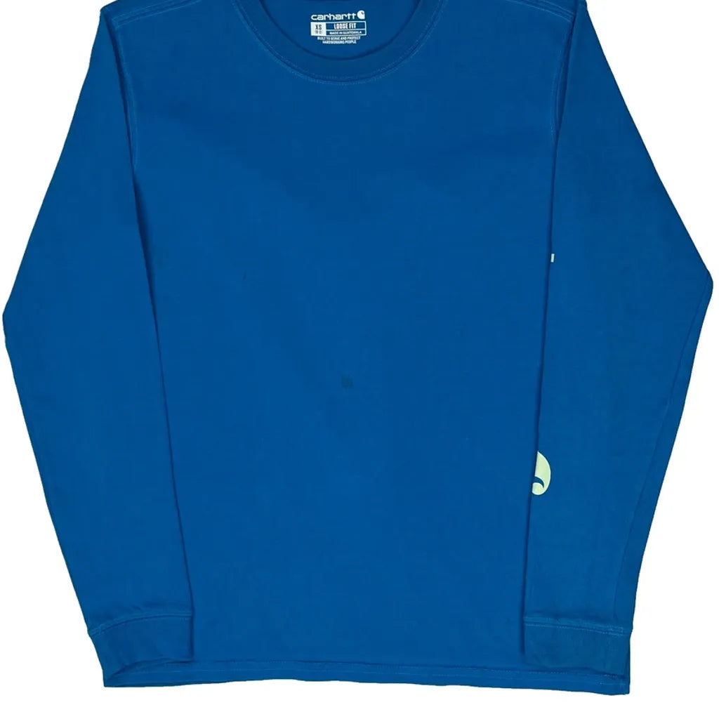 Long Sleeve T-Shirt XS Blue Cotton Women's Casual Crew Neck