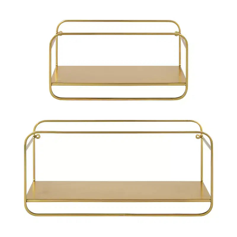 Modern Metal Floating Wall Shelves, Gold, 21 x 10