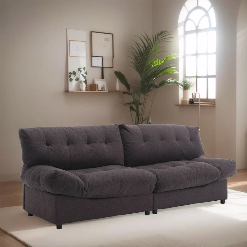 96 Inch Cloud Style Loveseat Sofa Modern Velvet Fabric