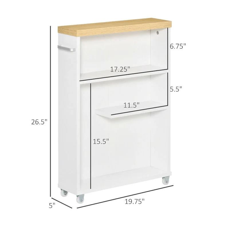 White Slim Rolling Bathroom Storage Cart, 3-Tier, 1-Person Use