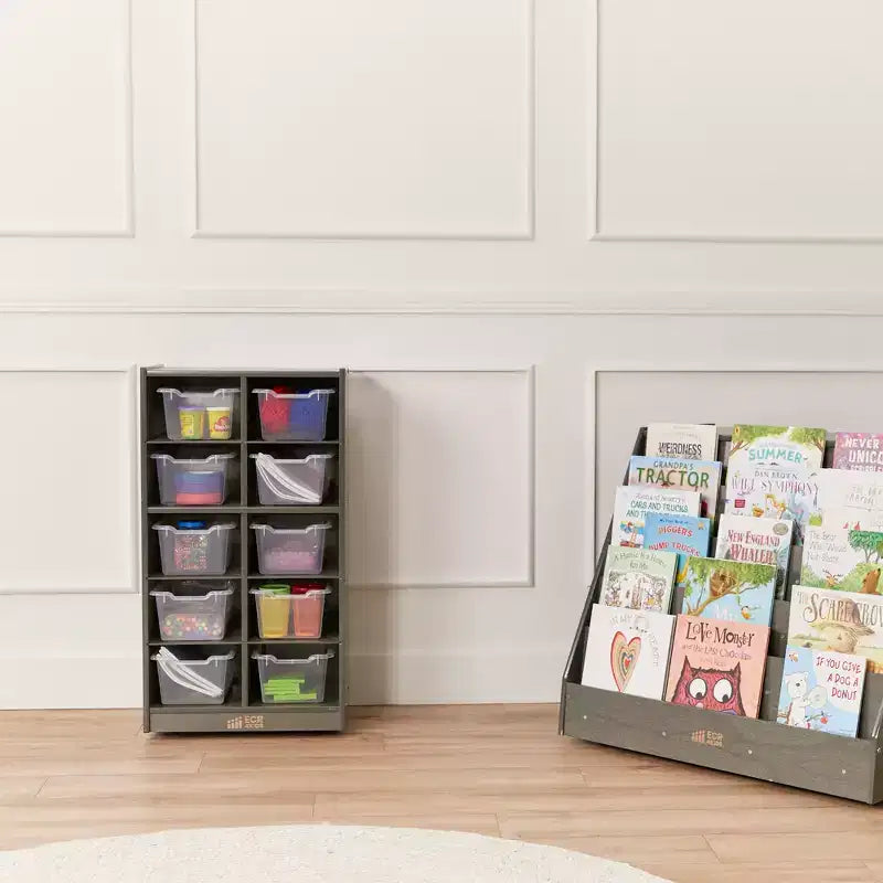 10-Cubby Mobile Storage Cabinet with Scoop Front Bins, Kids